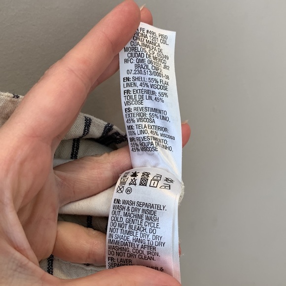 High Waisted Striped Linen Blend Shorts - Picture 7 of 7